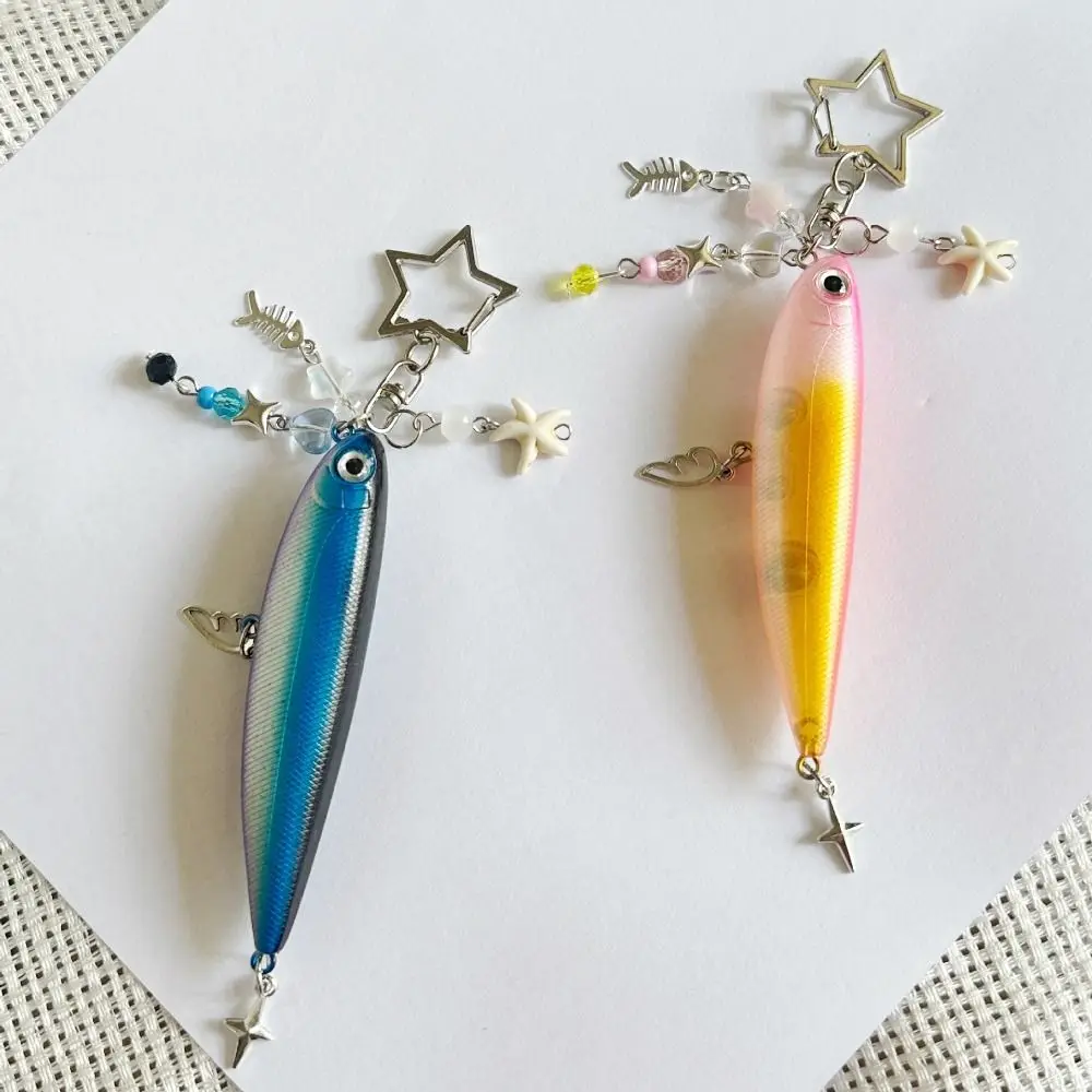 Unique Simulation Fish Keychain Ocean Animal Beads Fish Pendant Plastic Handmade Bionic Fish Keychain Men Women