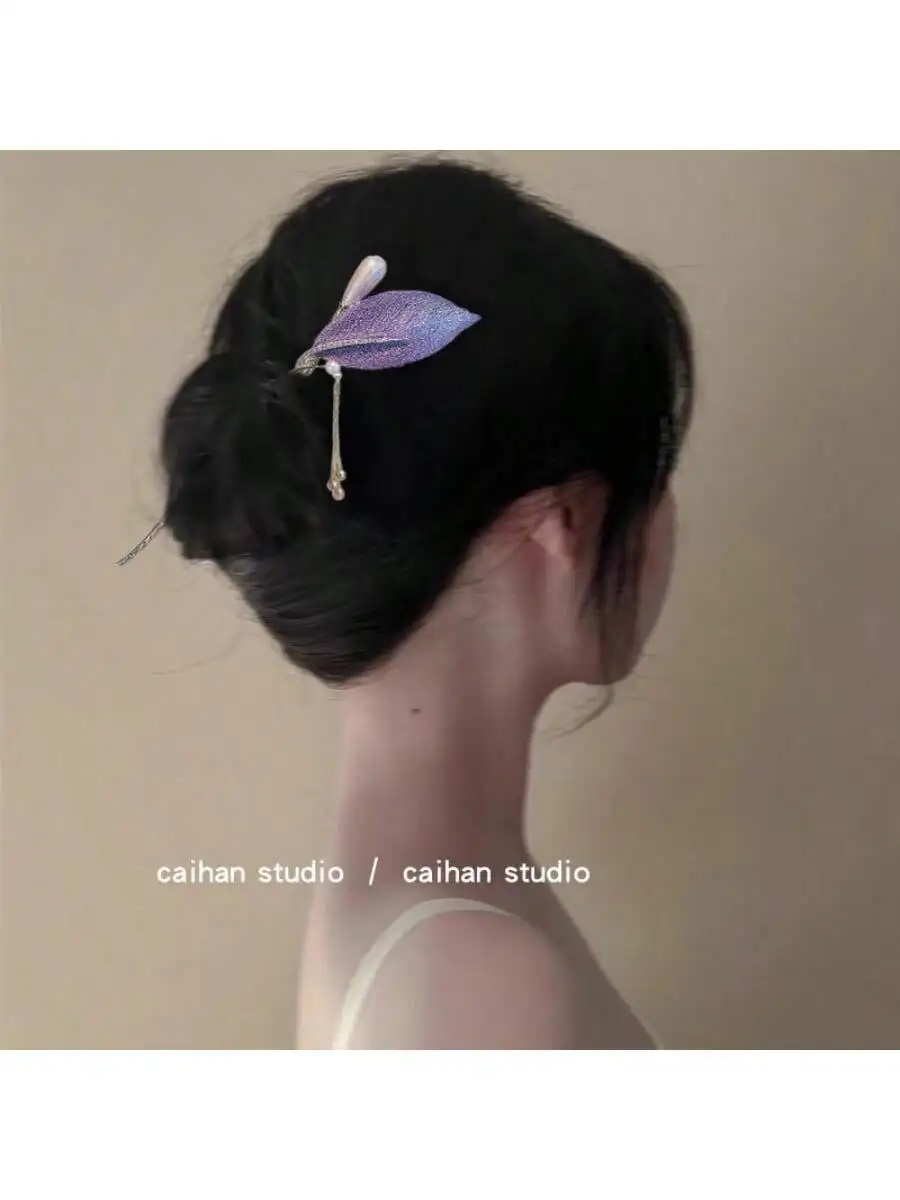 دبوس الشعر الأرجواني ورقة معدنية دبوس الشعر الإناث الراقية الكرة رئيس دبوس الشعر الحديثة دبوس الشعر غطاء الرأس Blingbling سبائك الزنك #4