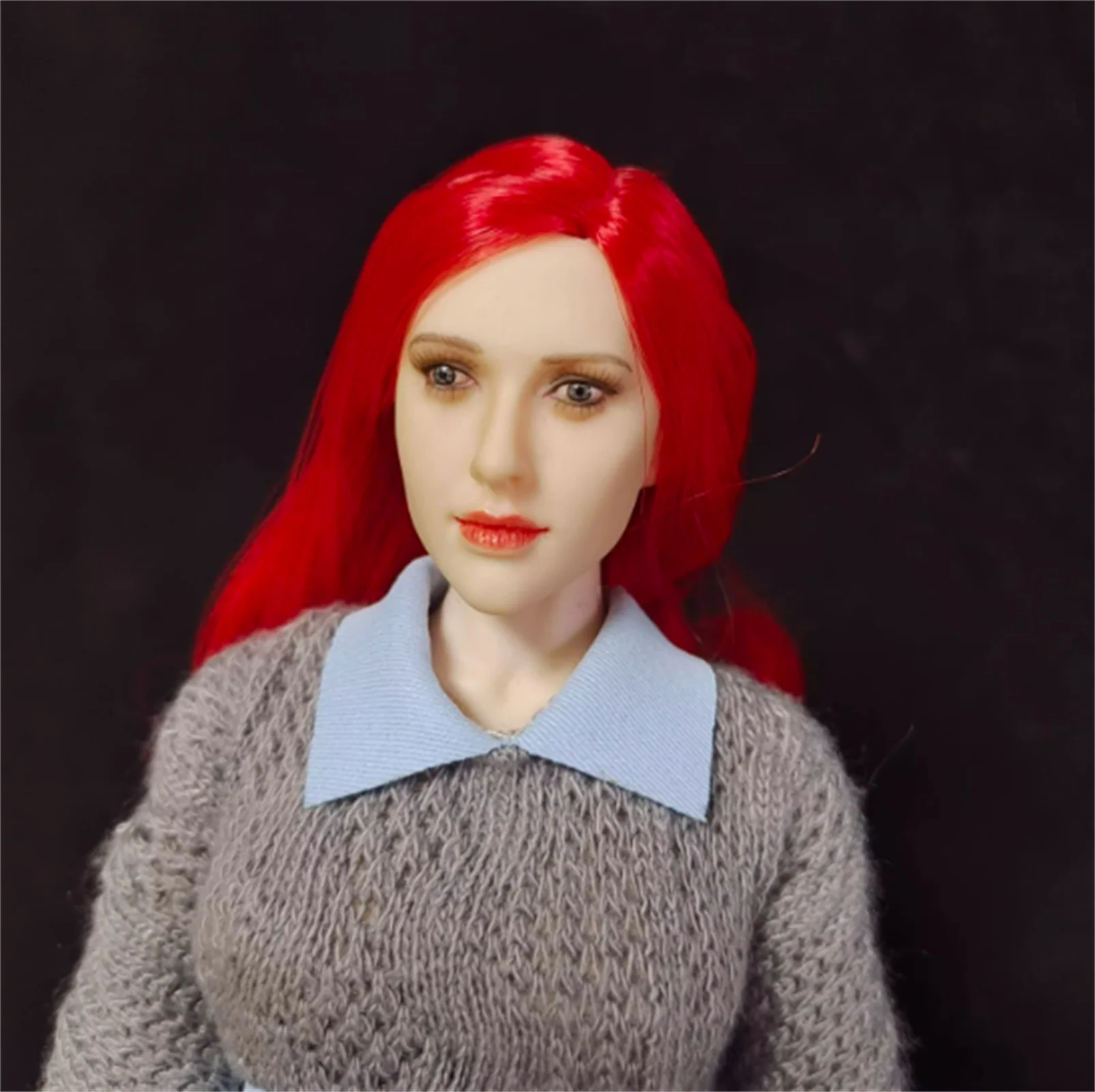 

1/6 коричневый/красный красота длинные волосы голова скульптура резьба по голове для 12 "женщина TBleague PHicen JiaoDolAction фигурка игрушки для тела