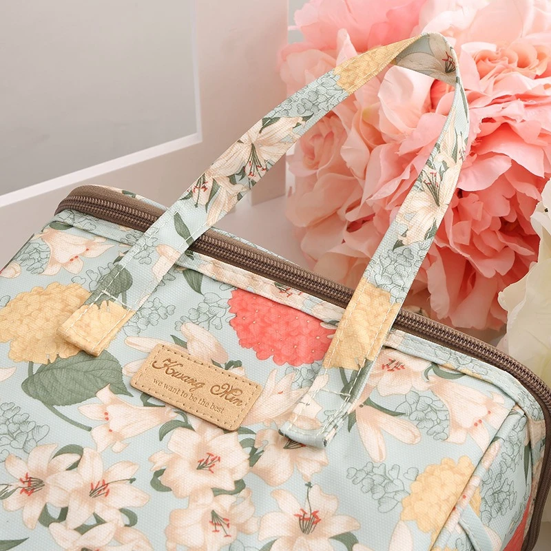 BYMONDY Floral Insulated Lunch Bag for Women Work Picnic Large Cooler Bags Reusable Waterproof Canvas Thermal Lunch Bag Tote Box