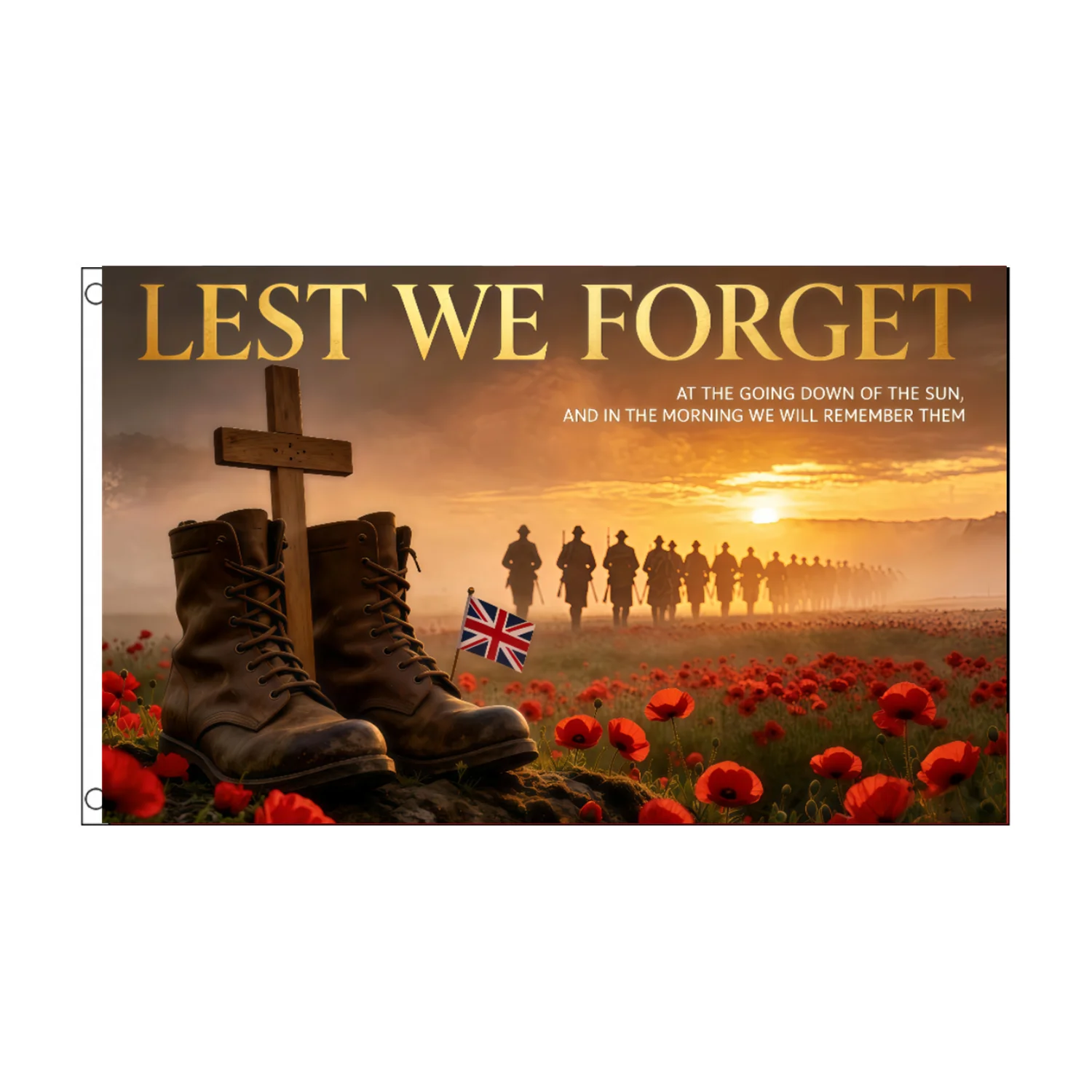 Lest We Forget Remembrance Day Flag 2X3FT 3X5FT UK Poppy Veteran Memorial Banner for Home Yard Patriotic Wall Decor