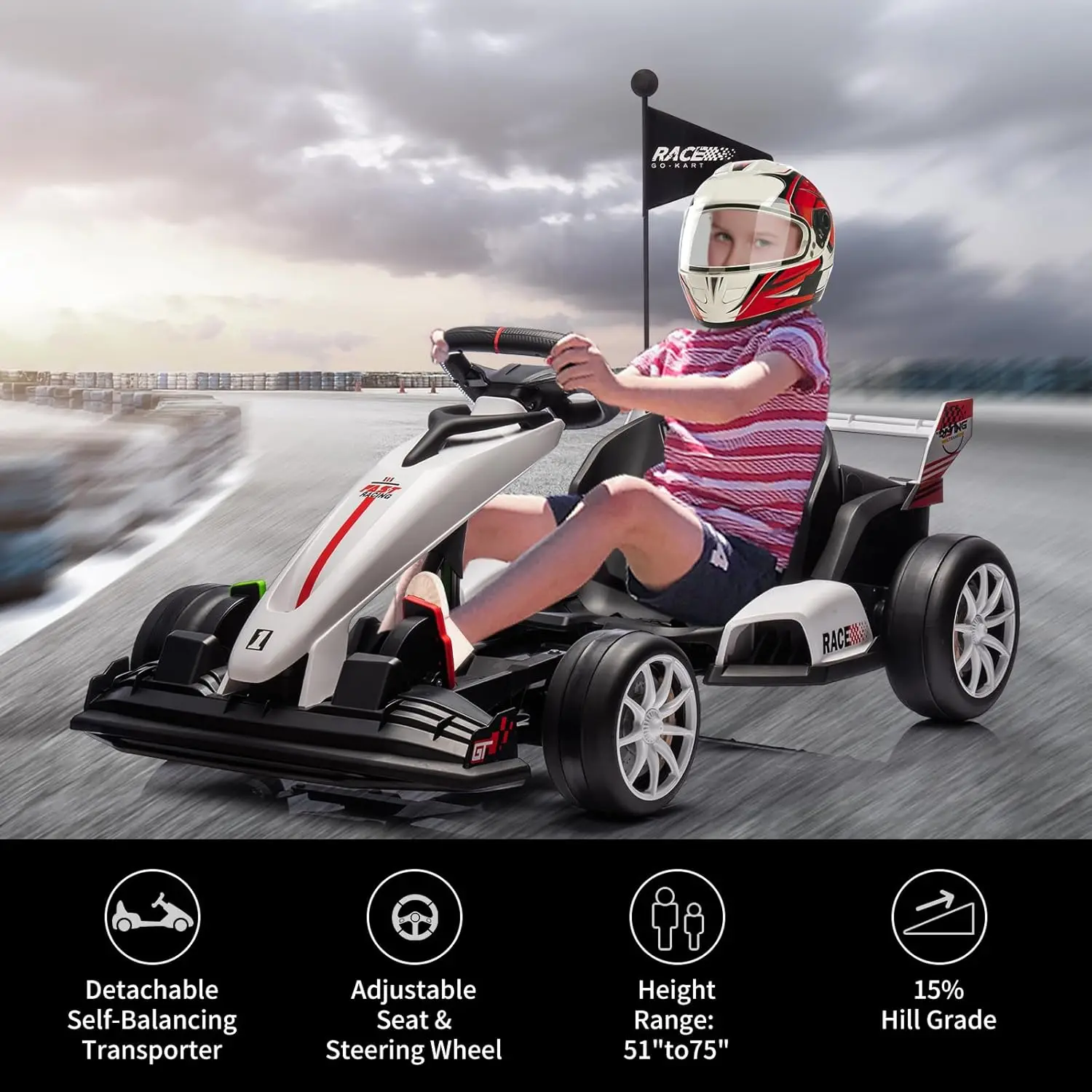 Elektrische Go Kart voor kinderen Elektrische Drift Kart Outdoor Race Toy 24V Rit op speelgoed Drifting Car met 2x200W motoren voor 6+ jaar oud