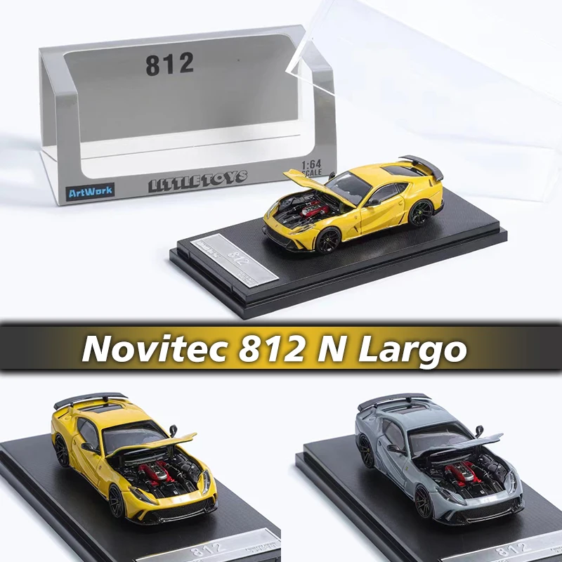 

SH Little Toy In Stock 1:64 Novitec 812 N Largo Hood Grey Yellow Opened Diecast Diorama Car Model Collection Stance Hunters