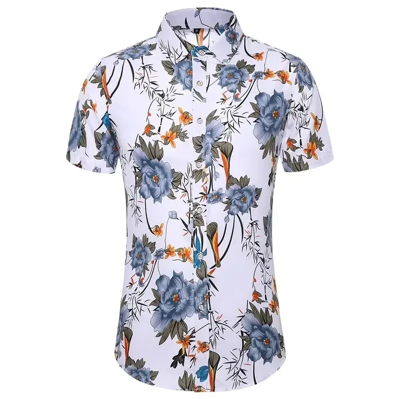 

Summer Clothing Men's B Button Shirt Retro Casual Fashion Versatile Print Holiday Vacation Hawaii Men's Shirt