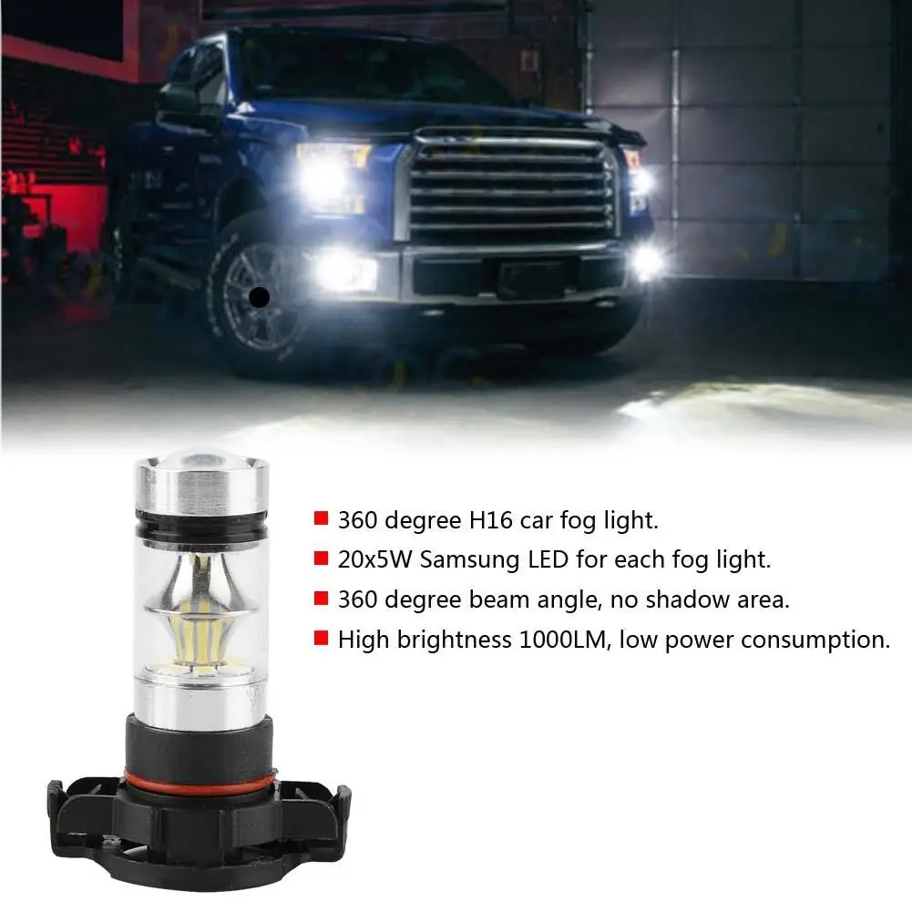 100W H16 3030 20 LEDs Front Car Fog Lights Headlights Daytime Running Lights Lamp Bulbs 1000LM LED Drving Lamp automobiles