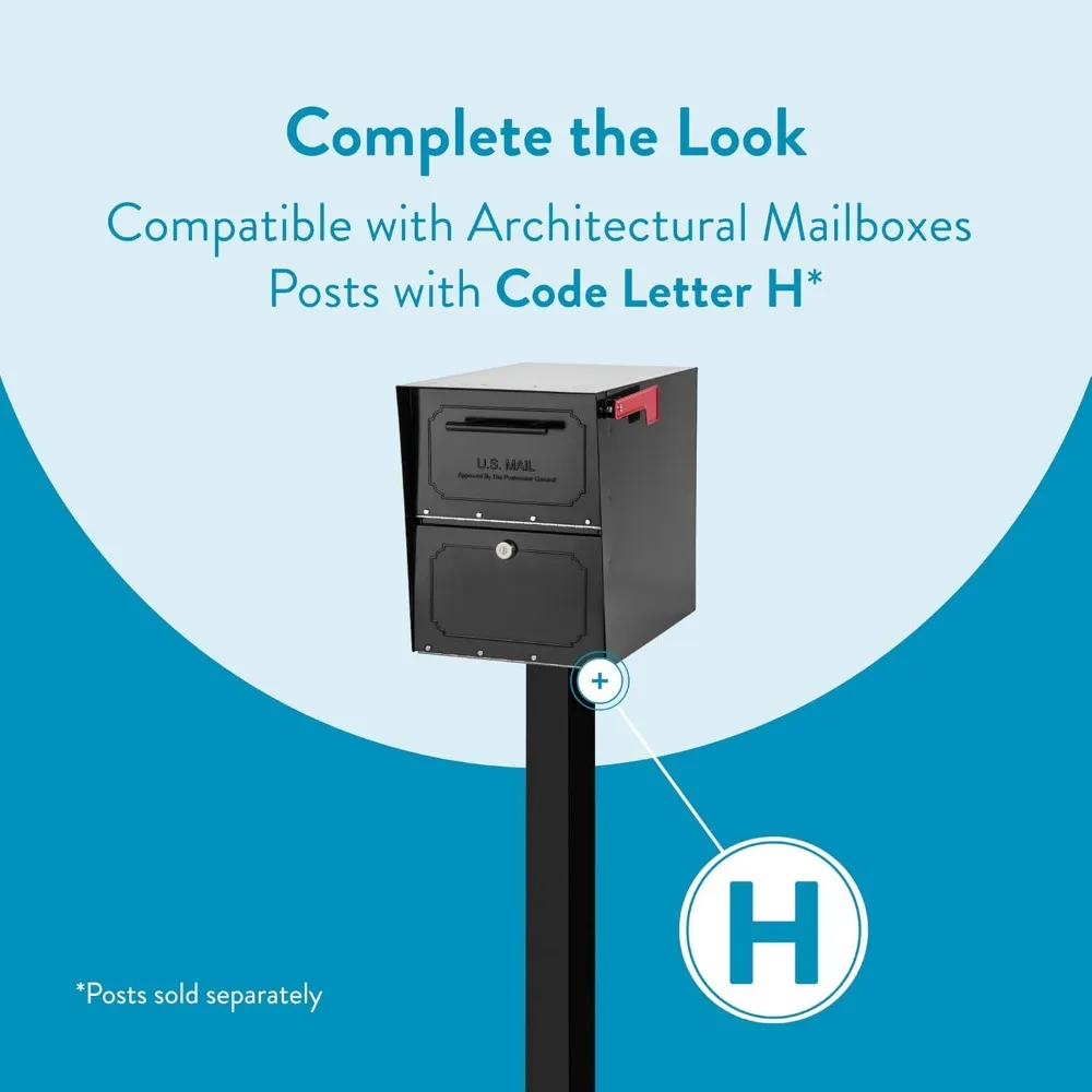 High Security Locking Parcel Mailbox, Black, 18x15x11.5 Inches, Galvanized Steel for Durability and Weather Protection