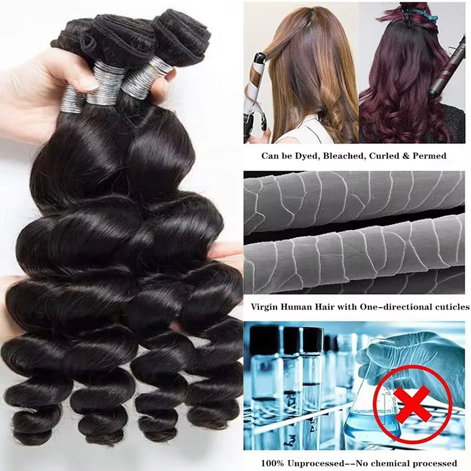 12A vague lâche paquets 100% Extensions de cheveux humains tissage de Cheveux malaisiens Tissage Cheveux Humain vague 1 3 4 paquets pour les femmes noires