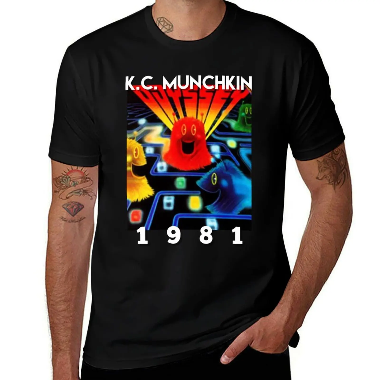 KC Munchkin Odyssey 2 classic video game graphic design T-Shirt Large Size Casual Short Sleeve Top T-Shirt