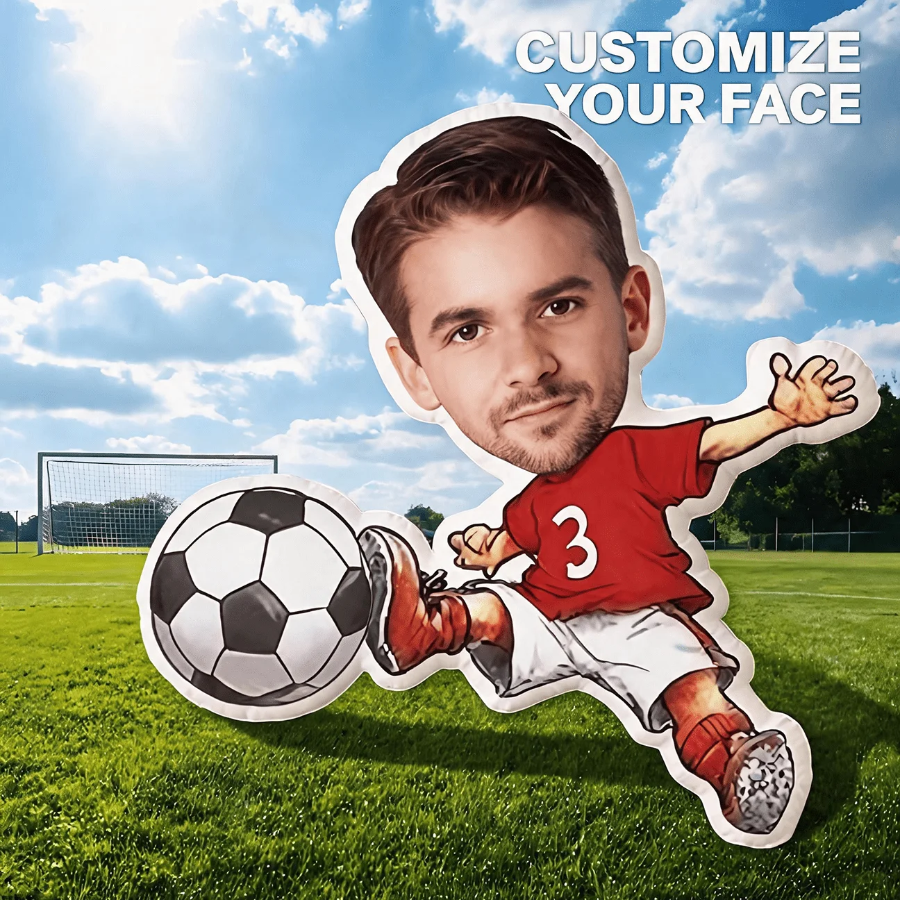 Custom Personalized Photo Face Pillow, Football Player Style Custom Shaped Decorative Cushion, 60CM Home Decor Accent Pillow for