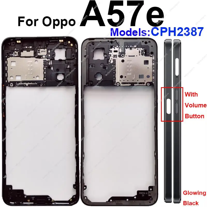 For OPPO A57 A57E A57S 4G Middle Housing Frame Cover Bezel with Side Button Replacement Parts