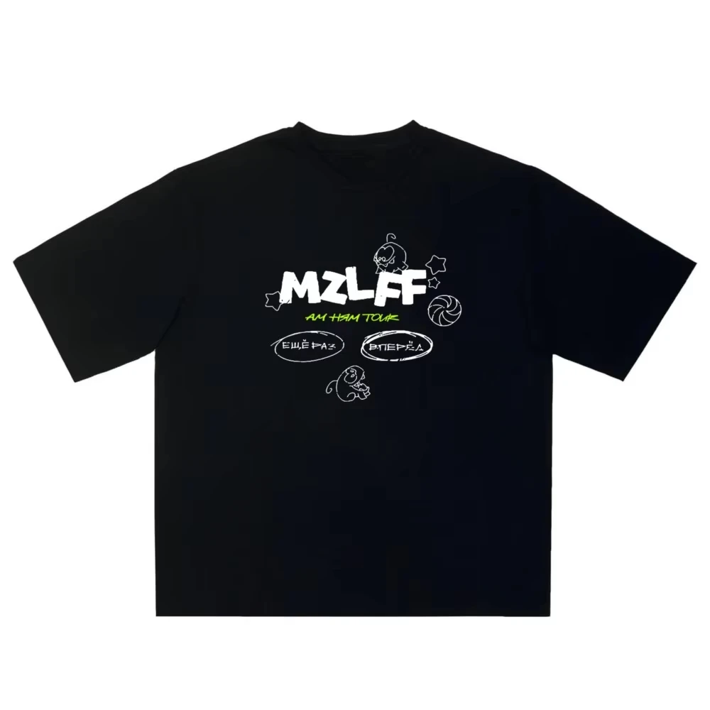 

2025 New Women Tshirt Streetwear Cartoon MZLFF Print Harajuku Hip Hop Korean Short Sleeve Y2k Tops Cotton Graphic Clothing Goth
