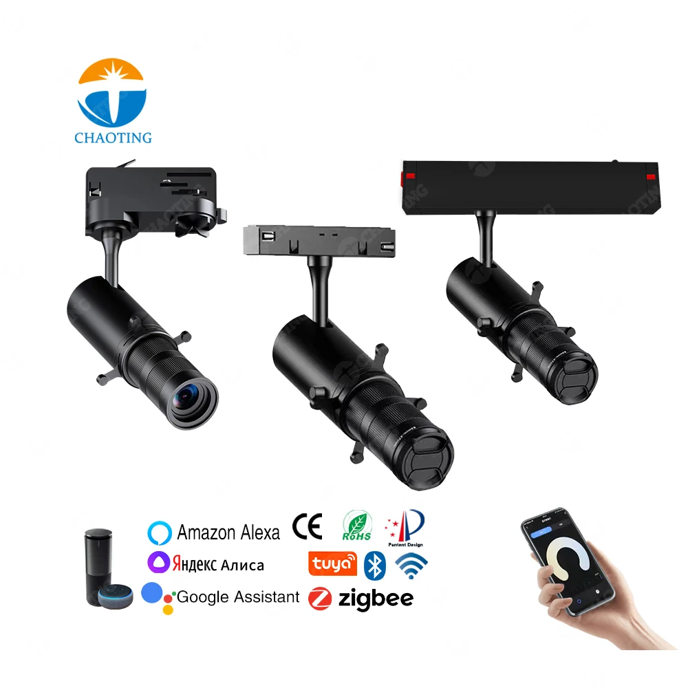

10W 30W Cob Rail Zoomable Focus Shapeable Cut Led Track Projector Lights for Museum Art Gallery Painting Exhibition Spot Light