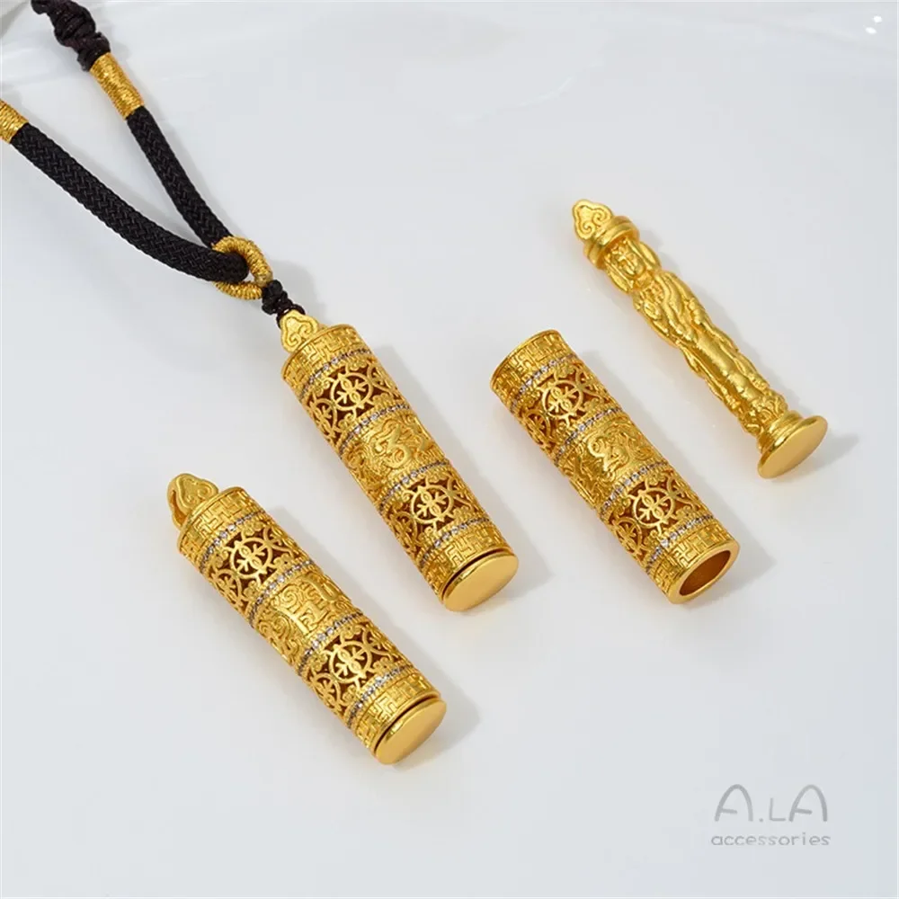 Sand Gold National Style Pendants, Ruyi Sachet Fu Brand Eight Treasures Gold Buddha Compass Charms for DIY Jewelry Making
