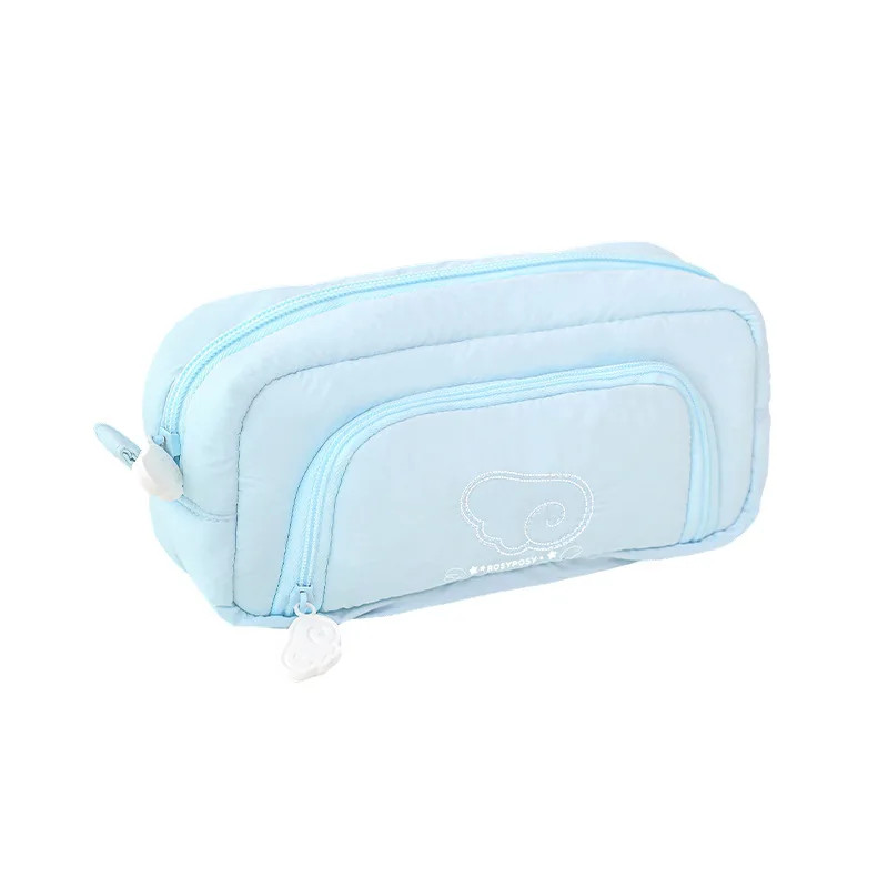 INS Sweet Wings Pencil Case for Kids Girl Soft Embroidery Clear Windows Stationery Organizer Large Capacity Bag Back To School