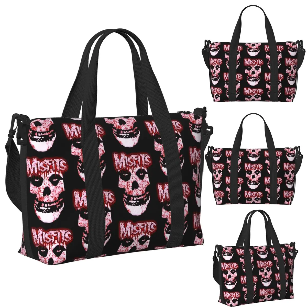 

Misfits Skull Beach Travel Bag Large Capacity Tote Bags for Gym Yoga Women Shopping Duffle Shoulder Bag