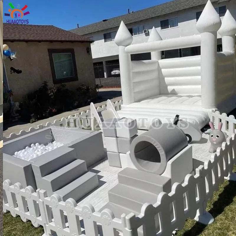 

Customized Children Soft Playground Park,Kids Bounce Bed,White Plastic Fence Ball Pit Game Zone Soft Mat Game Play Center