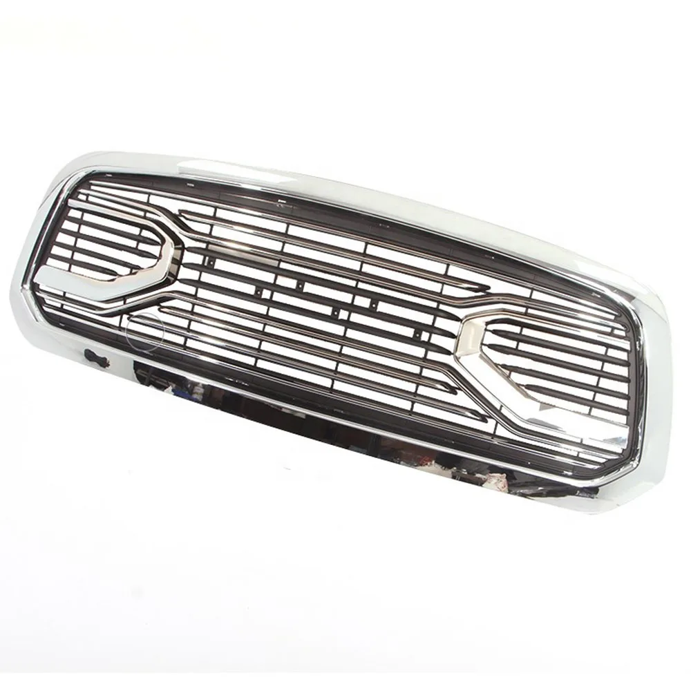 شاحنة صغيرة سيارة المصد الأمامي الأوسط شواء هود العلوي مصبغة قذيفة كروم ABS سباق شبكة مصبغة ل دودج رام 1500 2014-2018 #4