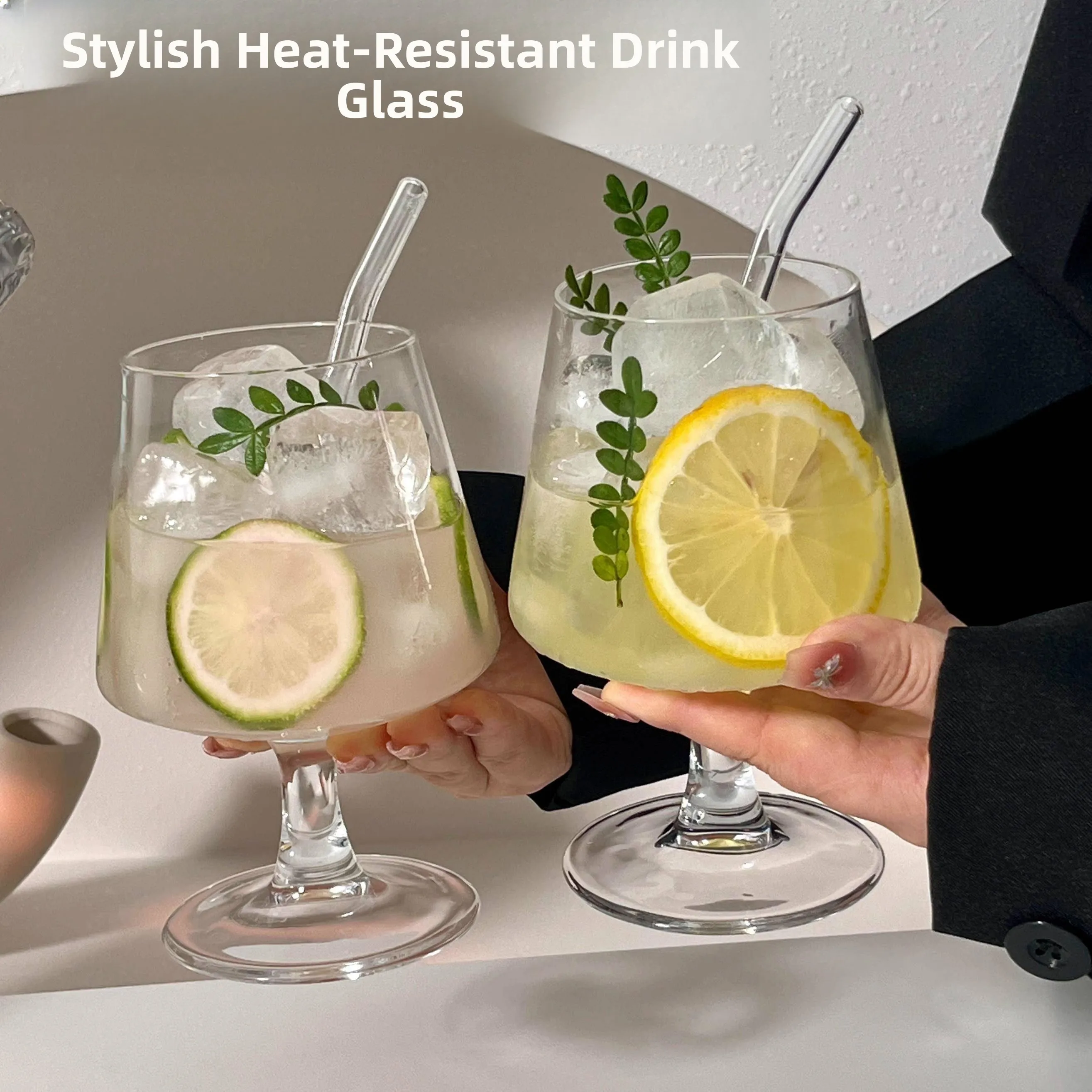 Ins Low Foot Glass Cup Wine Cup Brandy Ice Coffee Soda Water Bubble Juice Drink Cup Antibacterial round Shape Single Layer