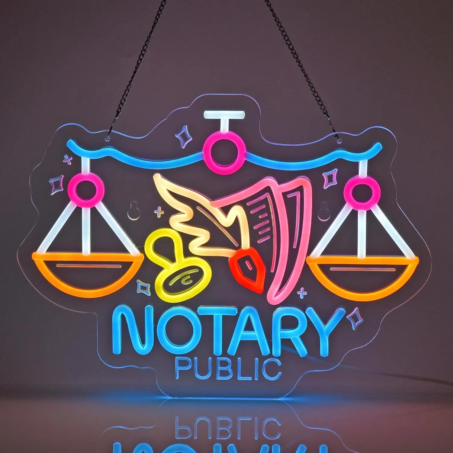 公証人ネオンサイン-led-ネオンライト-調光可能-法律事務所-法律会社-公証サービスプロバイダー-ビジネスオフィス-アートデコレーション-usb
