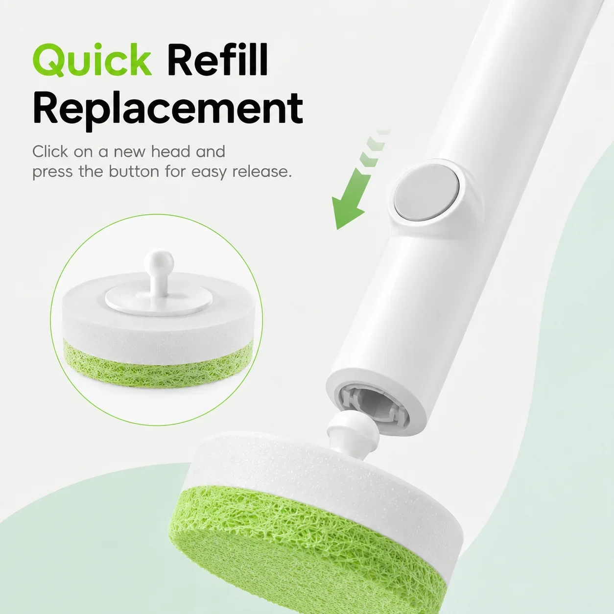 Joybos Toilet Cleaning Wand Kit with 24/48/60 Disposable Foaming Scrub Heads, Long Handle, One-Click Release and Wall-Mounted Storage for Toilet Bowl Cleaning