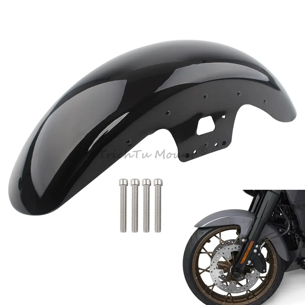 

19'' Motorcycle Accessory Heavy-Duty Steel Front Mudguard Vivid Black For Harley '14-Later Electra Glide Ultra Limited Road King