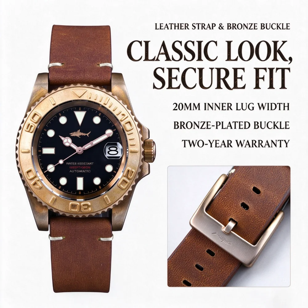 Heimdallr Men Bronze Water Ghost Diver Watch, 40.5mm Auto Mechanical, 300M Waterproof, C3 Luminous, Sapphire Crystal