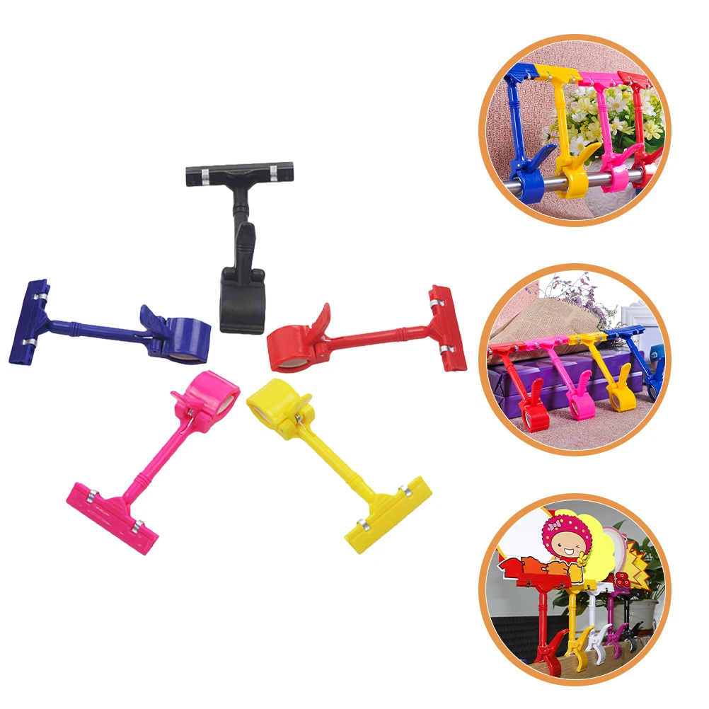 

5pcs Price Tag Holder Retail Display Clips Plastic Ad Folder Clip Merch ise Sign St Lightweight Rotatable Clamps