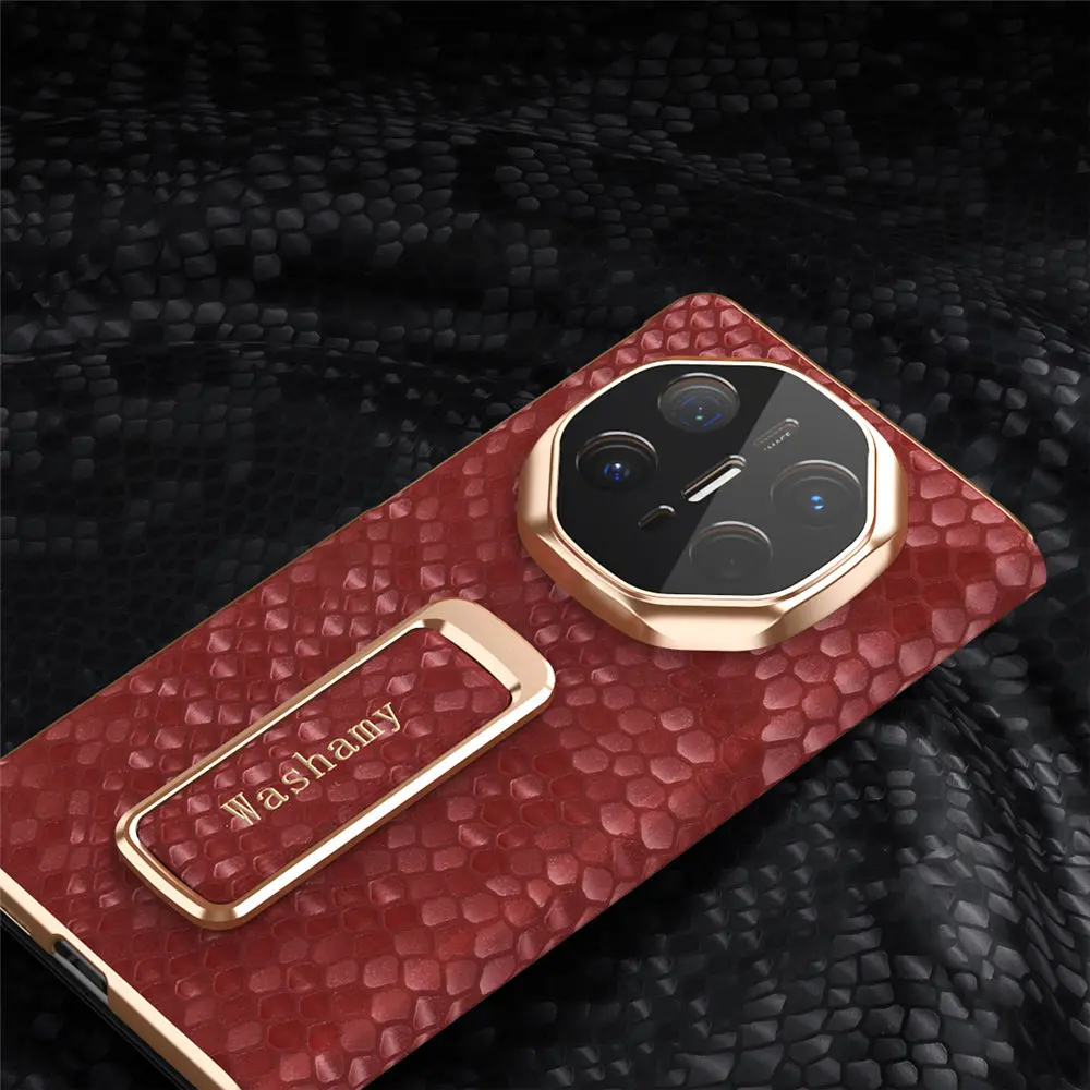 حافظة فليب من جلد البقر الطبيعي الفاخر بنمط الثعبان لهاتف هواوي ميت X6