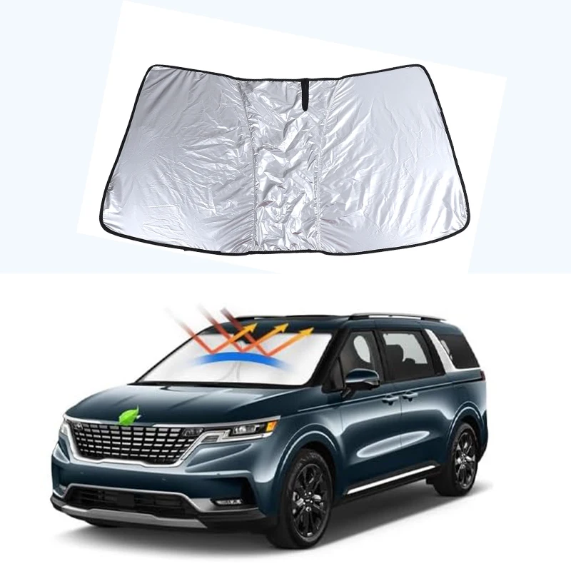 Car Memory Steel Ring Sun Shade Front Window Car Sunshade Cover For Kia Carnival 2021-2024 Auto Interior Accessories