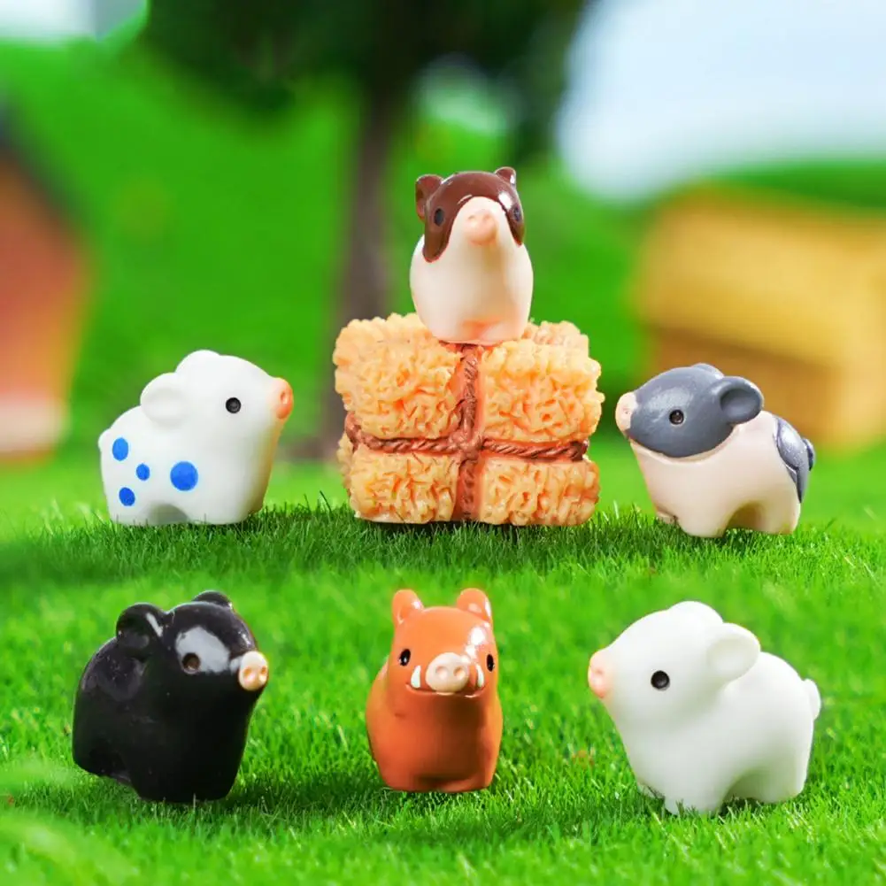 Pig Model Home Decor Mini Pig Figurine Set for Fairy Garden Decor Resin Miniature Pig Ornament Planter Moss Micro Landscape