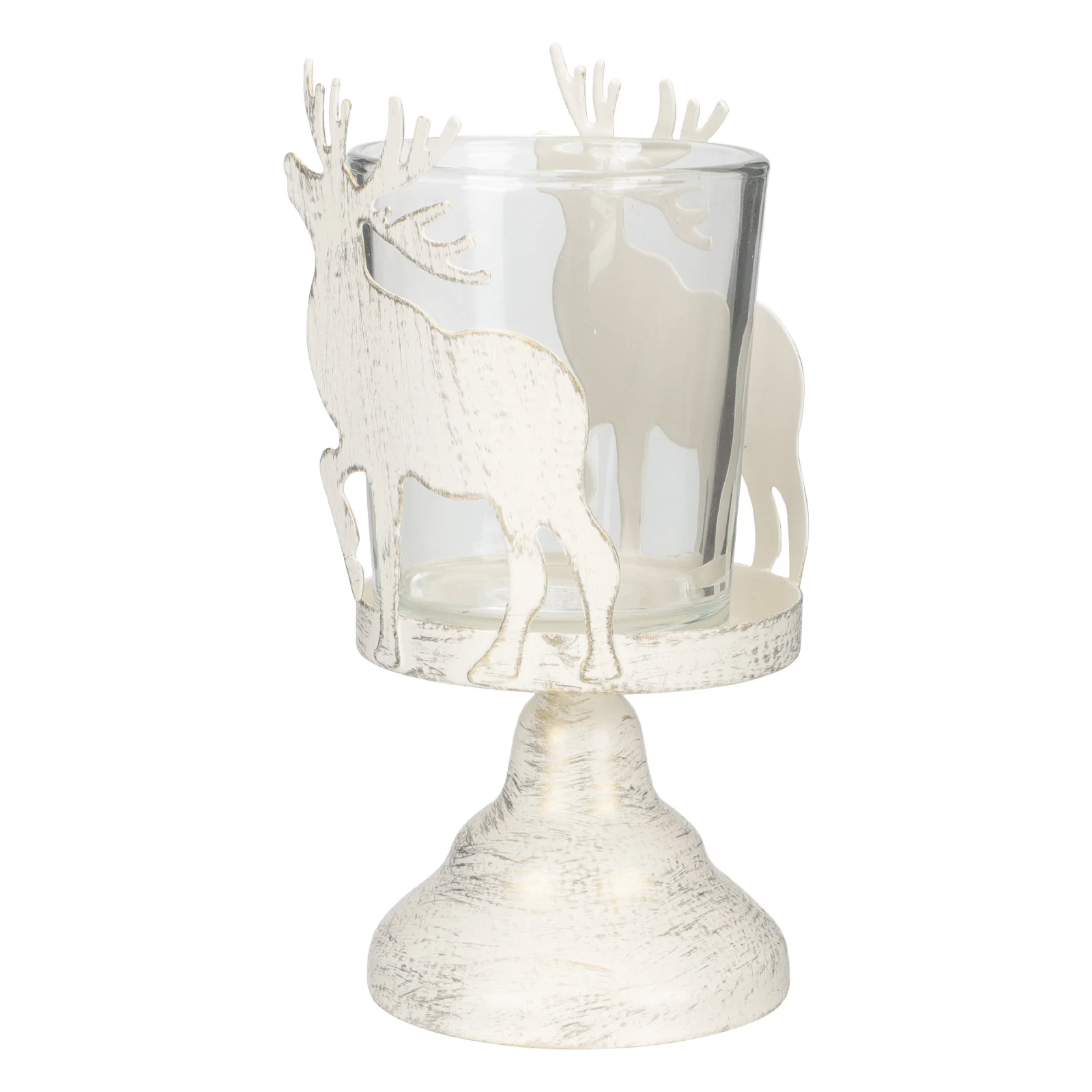 

Christmas Deer Candleholder Metal Rustic Style Stand Decorative Holder Desktop Adornment Xmas Tabletop Decor