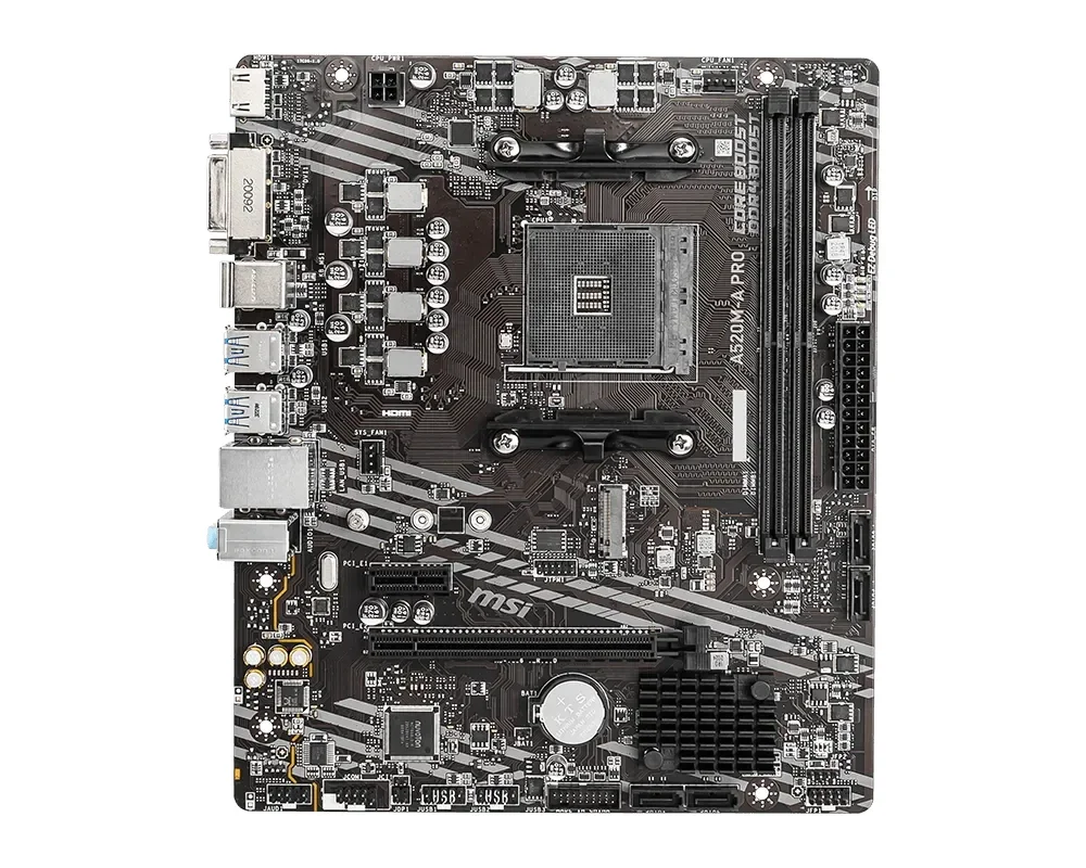 MSI A520M-A PRO Motherboard A520M Socket AM4 2x DDR4 64GB M.2 Micro-ATX support Ryzen 5700X 5600G 5300G 4500 3500 3900 cpu
