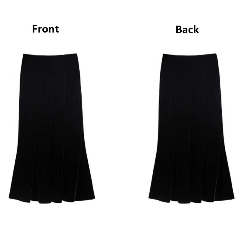 High-end Silk Velvet Women's Skirt Black Mulberry Silk Fishtail Wrapped Hip Skirt Elegant Lady Business Casual Comfortable Soft