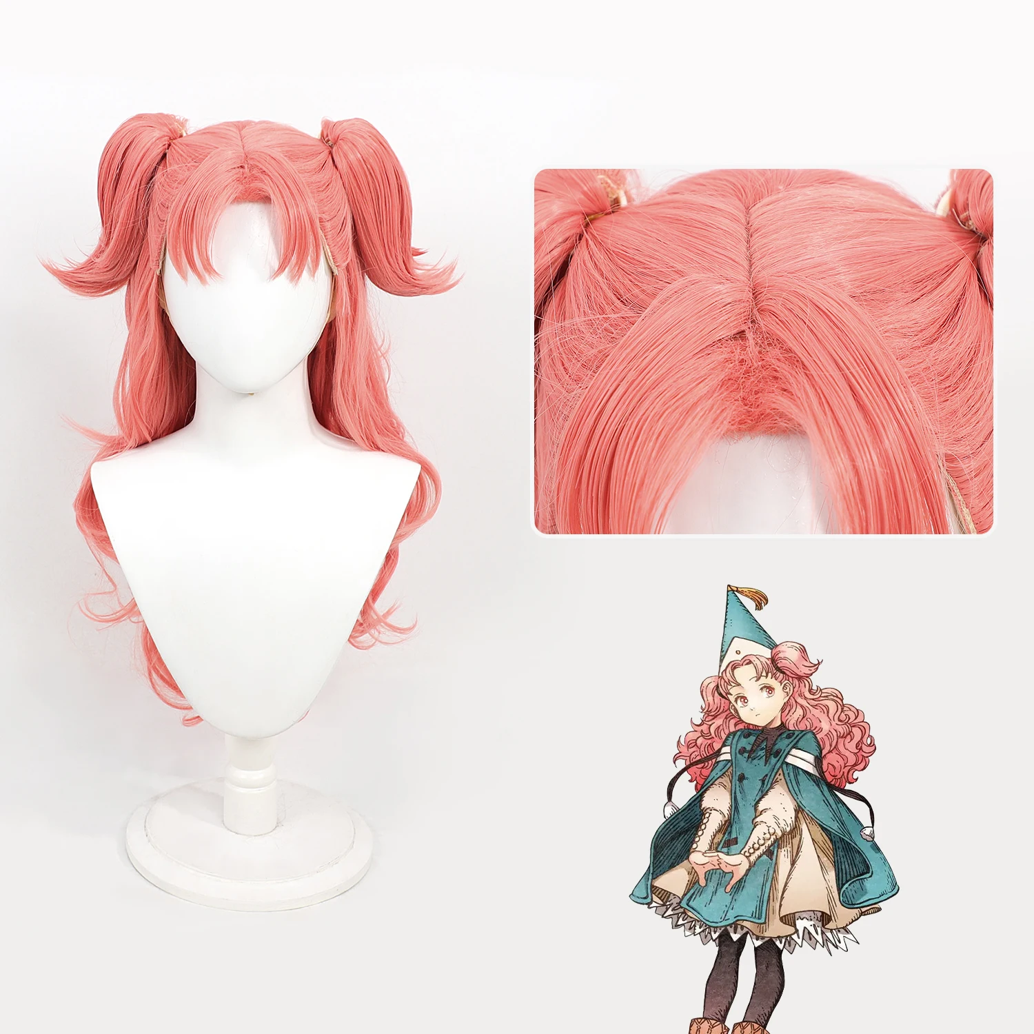 Cosplay Wig Witch Hat Atelier Anime Wig Tetia Orange-Pink Double Grab Ponytail Wig Simulation Scalp Synthetic Role-Play Wig