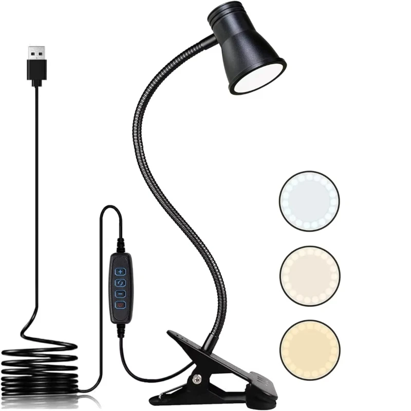 

Desk Lamp Clip Reading Light Adjustable Brightness Book Light Room Book Lamp Study Read Lamp Flexsible Reading Night Light Light
