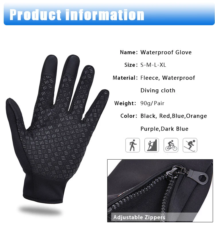 Unisex Winter Thermal Warm Cycling Bicycle Touch Screen Gloves Outdoor Camping Hiking Motorcycle Gloves Soft Warm Full Finger