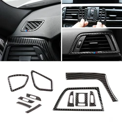 Real Carbon Fiber Car Interior Center / Side Air Conditioning Air Outlet Vent Cover Trim For BMW 3 4 Series F30 F32 2013-2018