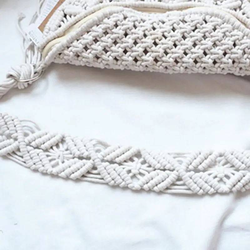 Bobo Crossbody torby artystyczne torebki typu Tote Crossbody miękki, ręcznie tkany bawełniany portfel na monety szydełkowe frędzle artystyczna