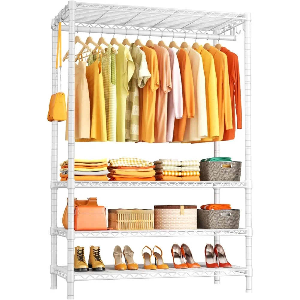 

Garment Rack, 4-Tier Portable Clothes and Clothing Rack for Bedroom and Cloakroom, Closet Storage