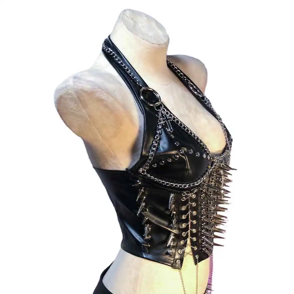 Festival Bra Sexy ALT Emo Clothing Y2K Tops Teens Goth T-shirt Punk Rock  Clothes Grunge with Spikes Cyber Gothic Tank