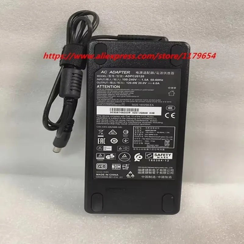 

Оригинальный адаптер переменного тока ADPC20120 20 В, 6 А, 120 Вт для AOC Philips 241B7QU 272B4Q 349X6Q 272G5DYEB 272P4A 349X7FJEW Viewsonic XG350R-C