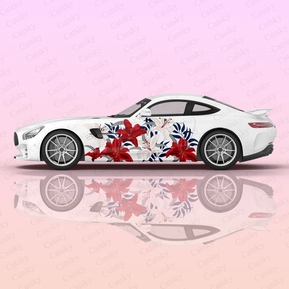 

Красочная лилия, красивая автомобильная виниловая наклейка, самоклеящаяся наклейка из ПВХ, подходит для грузовиков, внедорожников, украшения, автоаксессуары, подарок