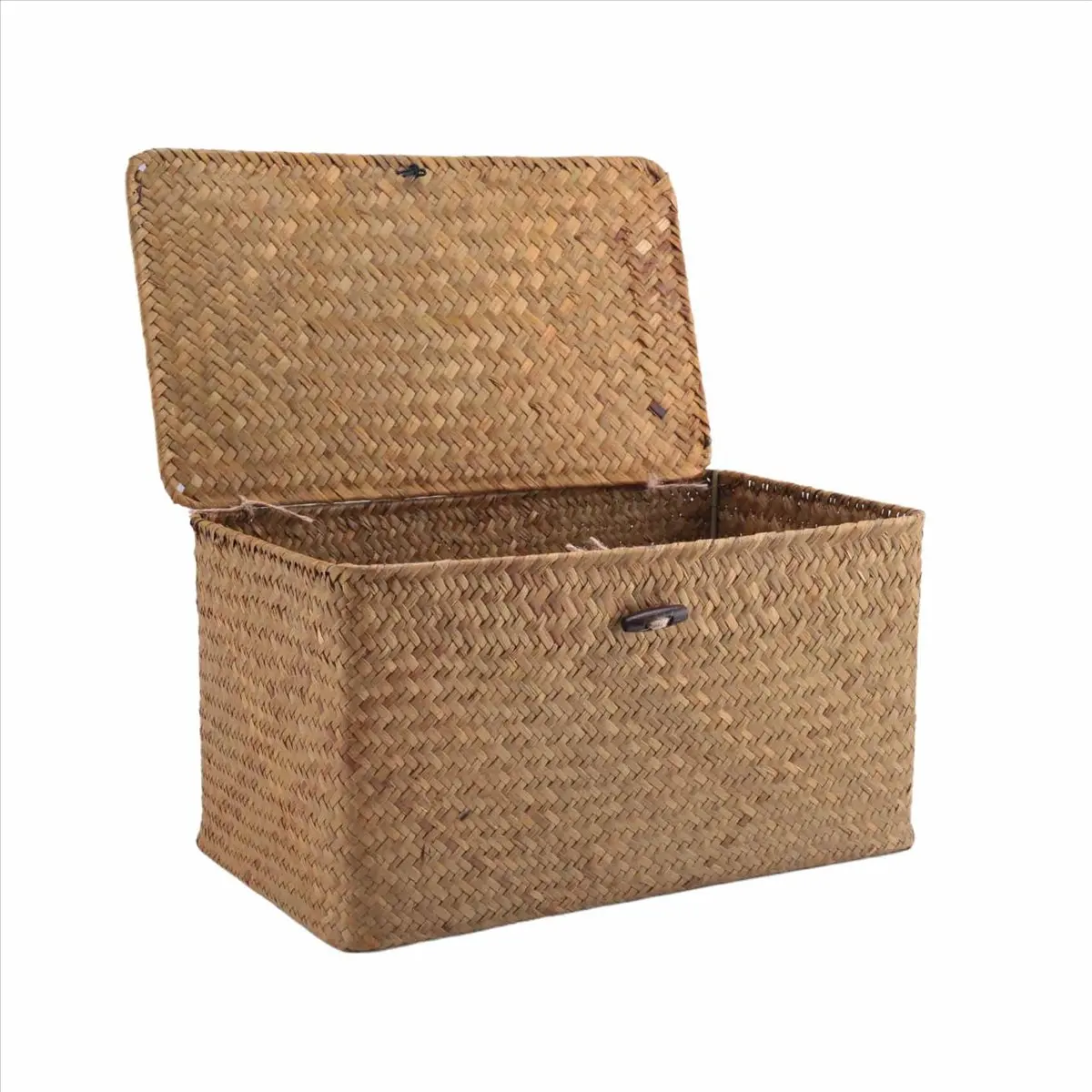 【AA58】 Handmade Straw Woven Storage Basket with Lid Makeup Organizer Storage Box Seagrass Laundry Baskets Rattan Jewelry