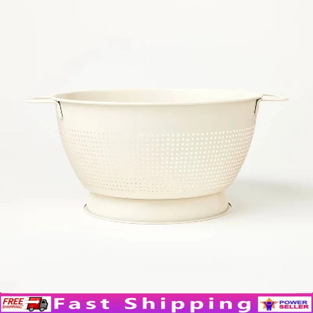 

5qt Stainless Steel Colander Kitchen Strainer with Two Handles Easy Drain Dishwasher Safe Fruits Vegetables Cooking Essential