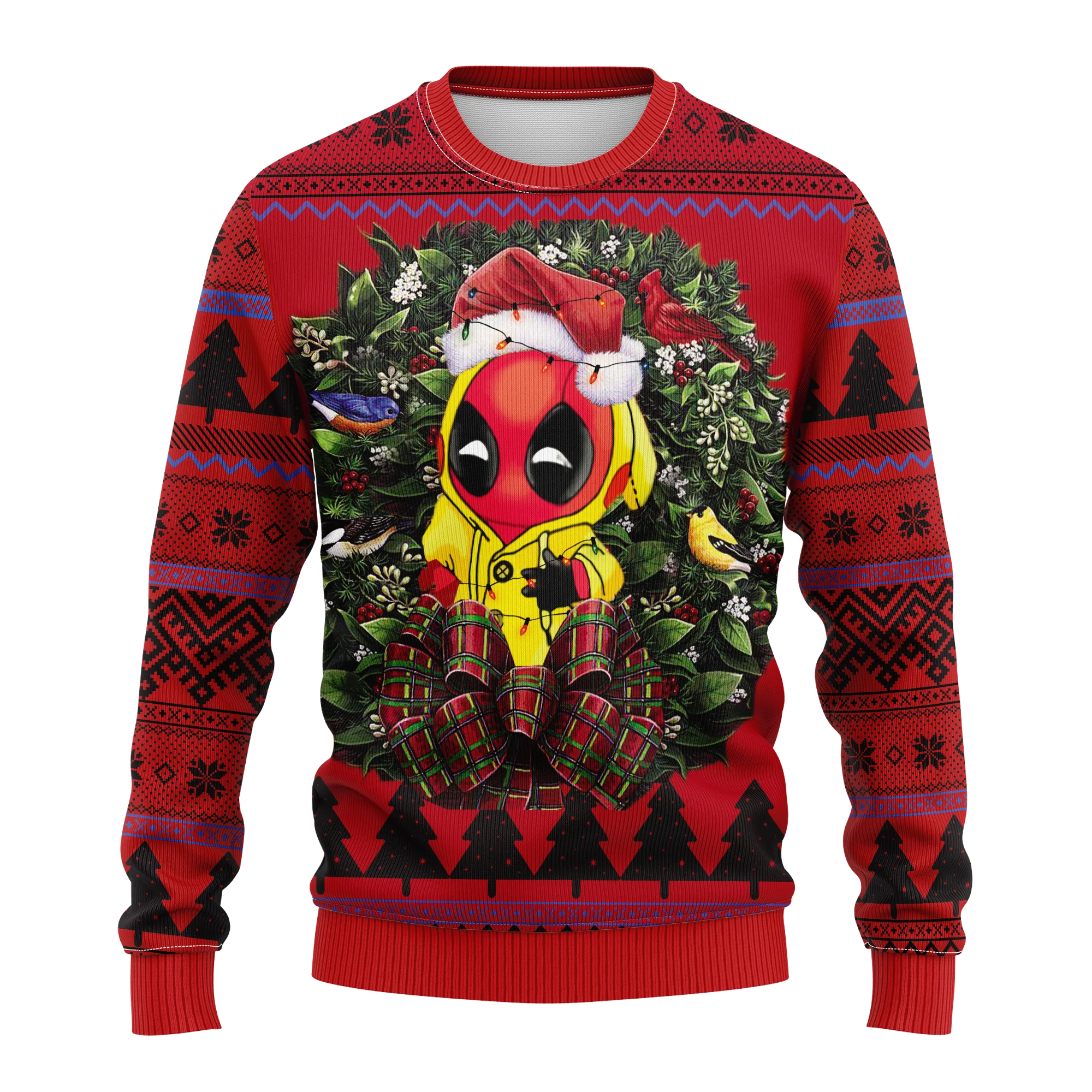 ديدبول مارفل مكافحة بطل جديد متحولة X الرجال المنتقمون عيد الميلاد سترة قبيحة الرجال الشتاء سترة مستديرة الرقبة هدية الكريسماس 2026