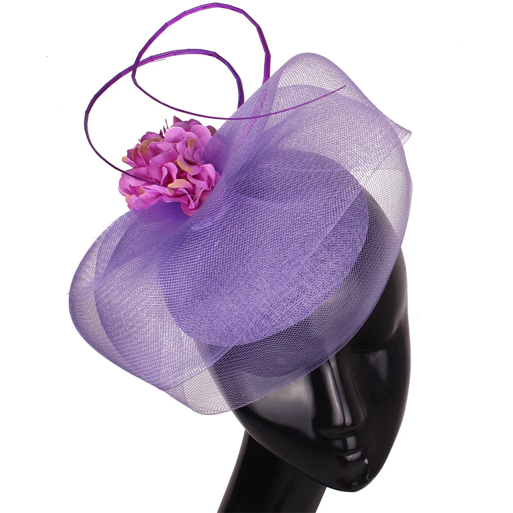 

Elegant Female Chapeau Wedding Hair Fascinators Hats With Rhinestone For Women Headpiece Occasion Church Gair Clips Accessories