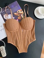 SINGREINY Fashion Solid Corset Lingerie Top Ladies Strap Sheer Mesh Slim Camisole American Retro Backless Beach Sexy Tank Top - Image 2