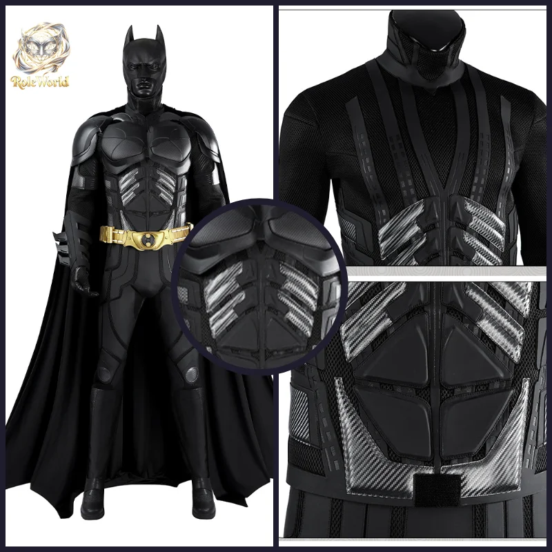 High Quality Bruce Wayne Full Cosplay Costume Men Superhero Suit For Halloween Party Comic Con
