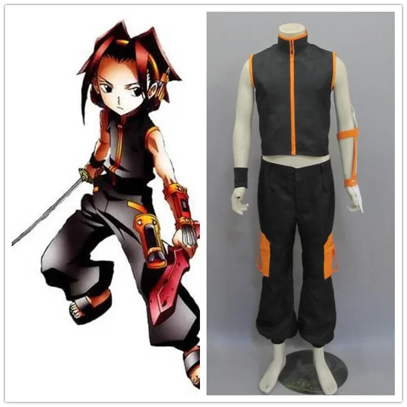 Anime Shaman King Cosplay Man Halloween CosYoh Asakura Cosplay Costume Top+pants+wristband