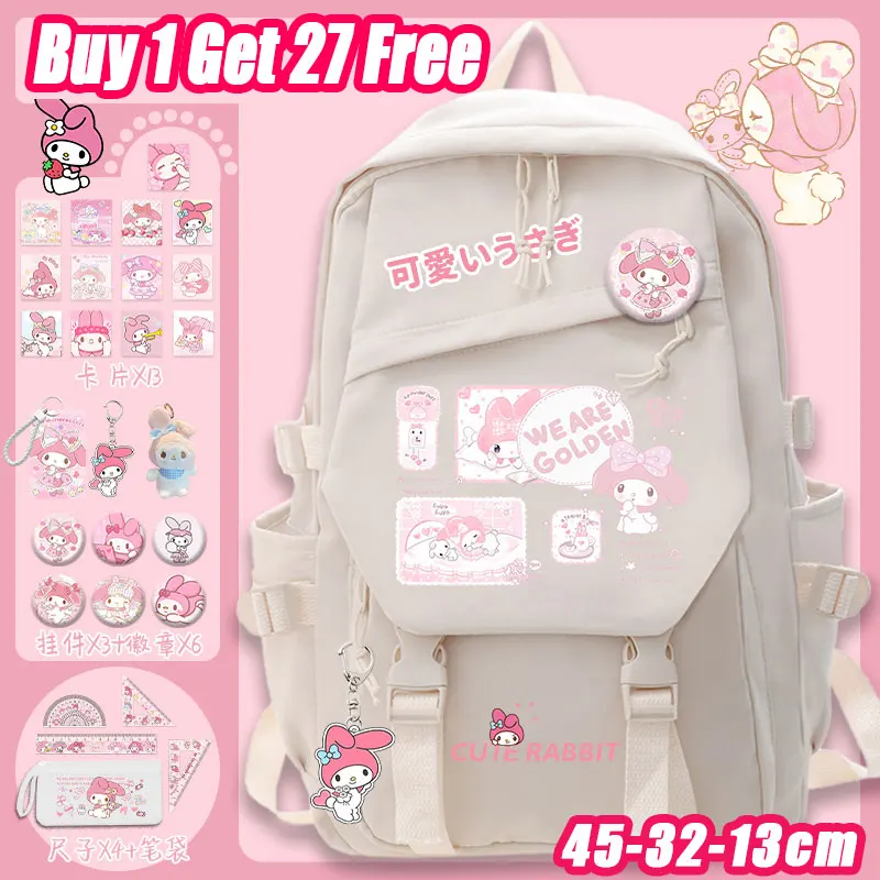 

Рюкзак Sanrio Melody с героями мультфильмов, милая девушка, нейлоновый материал, легкая защита позвоночника, большой вместительный школьный рюкзак, ценный